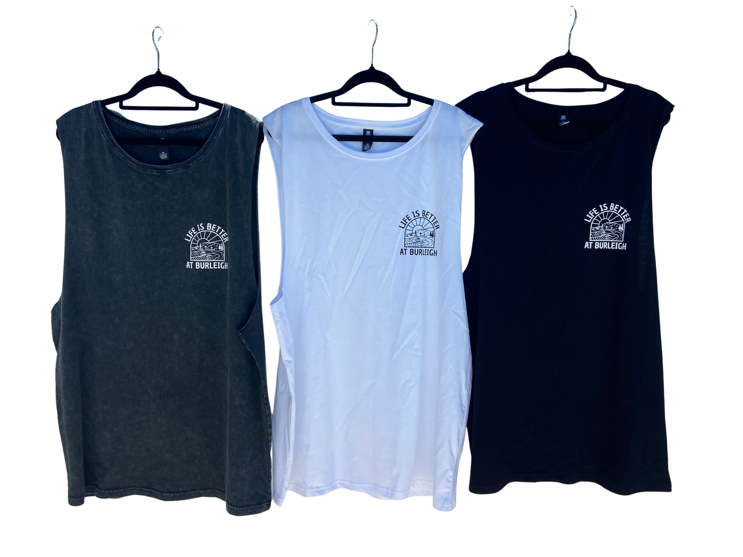 LiBAB Tanks (3 colour options with front pocket print - Black - White - Grey Stonewash)