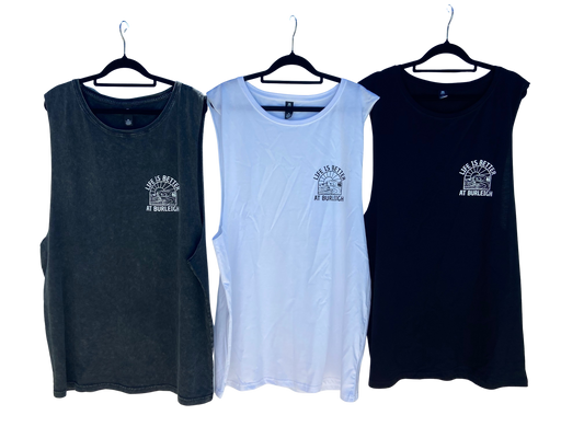 LiBAB Tanks (3 colour options with front pocket print - Black - White - Grey Stonewash)